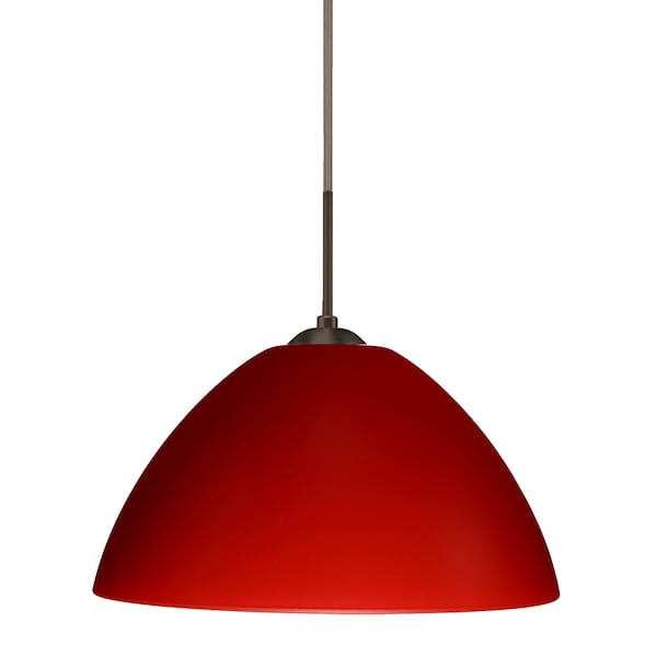 Besa Lighting Tessa Cord Pendant, Red Matte, Bronze Finish, 1x75W Incandescent 1JT-420131-BR - main